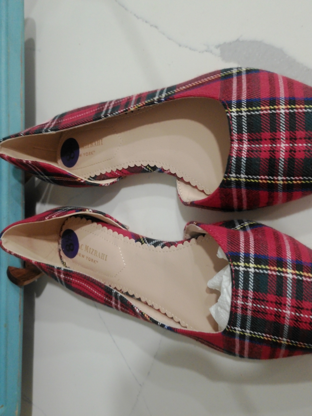 Isaac Mizrahi Red Tartan Pointed Toe Pumps